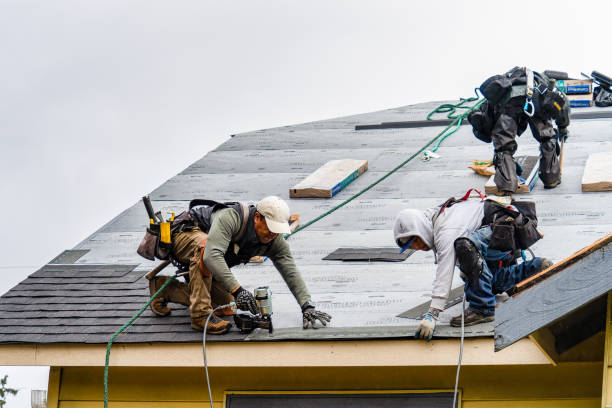 Professional Gutter Installation technician working in Stacy, MN